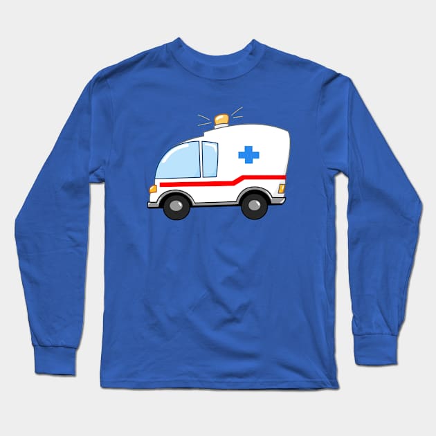 Ambulance Cartoon Long Sleeve T-Shirt by DigiToonsTreasures